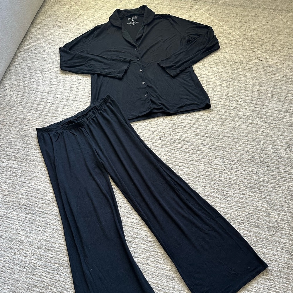 Classic Jersey Sleep Pant and Sleep Button Down Set by SET ACTIVE - Size M